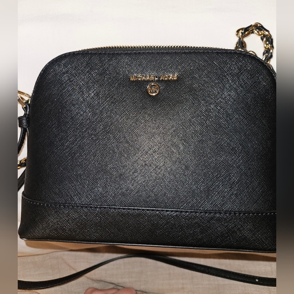 Michael Kors Black Leather Large Dome Bag with Gold Chain Strap - Picture 15 of 16